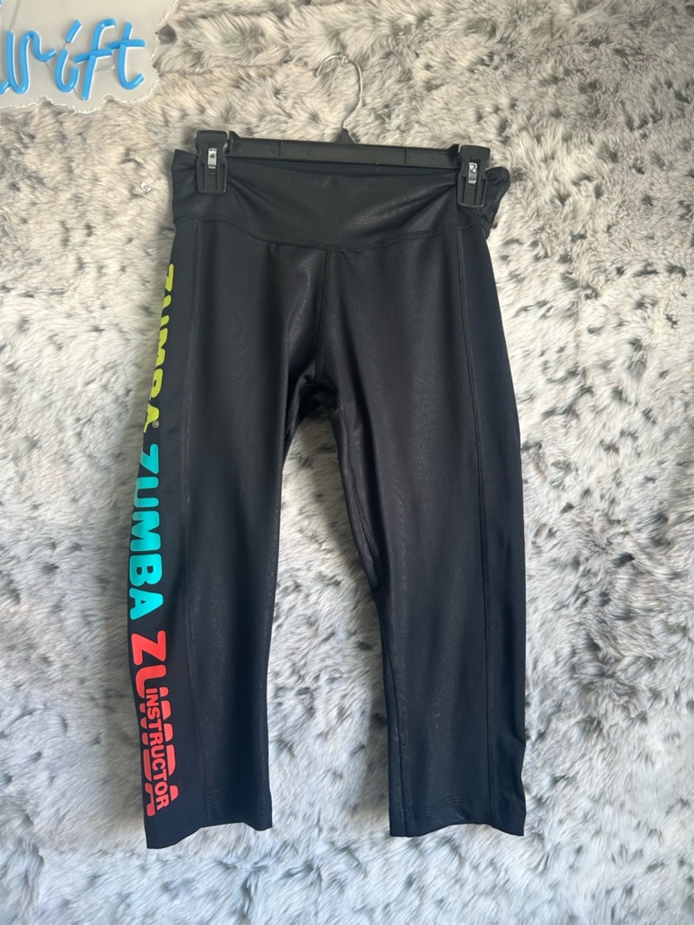Zumba Fitness Black Cropped Leggings with Multicolor Side Logo